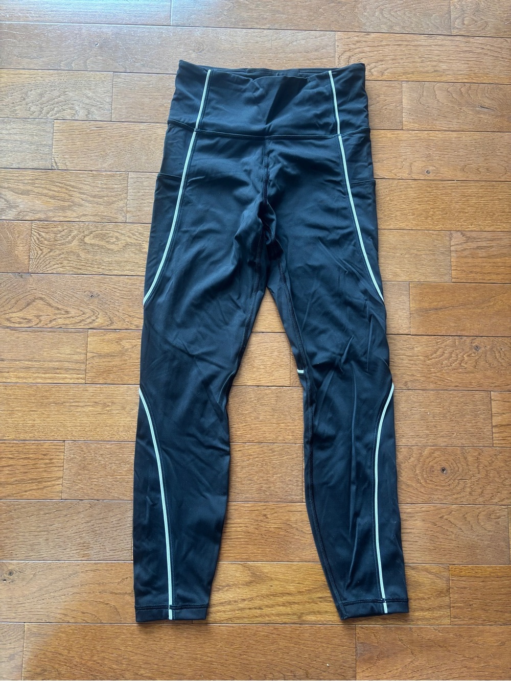 Athleta Black Leggings with Reflective Detail
